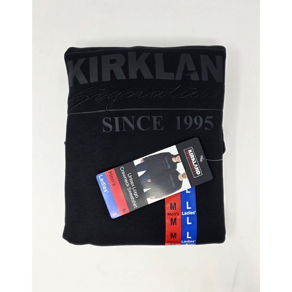 Kirkland Signature Costco Logo Crew Relaxed Black Sweatshirt Men's M, Womens L - Picture 9 of 16